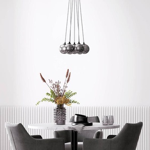 Pendelleuchte 7-flammig 36 x 145 x 36cm Grau/Metall Grau glänzend/Rauchglas Material: Glas, Metall LED G9