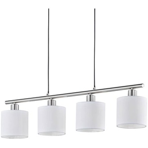 Pendelleuchte 75 x 150 x 12cm Weiß/Weiß/Silber Baumwollstoff E14