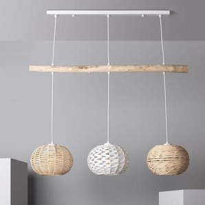 Pendelleuchte aus Rattan und Holz Linfen Natürlich