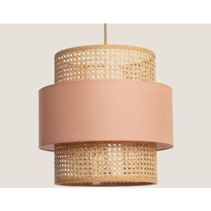Pendelleuchte aus Rattan und Stoff Amaia Make-up Rosa