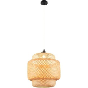 Pendelleuchte Bambus, Boho Lampe Hängend Rustikal, 40 40 43cm Geflochten Hängelampe Korb, E27-Glühbirne (Nicht Inkl.), Hängelampe für Schlafzimmer