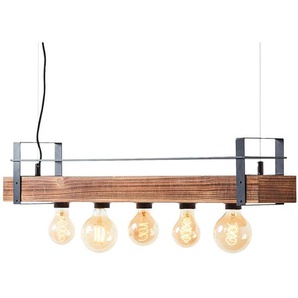 Pendelleuchte Bankwood 80 x 107 x 16cm Braun 5 Material: Metall, Holz teilmassiv Metallart: Eisen Oberfläche Holz: Geölt Oberfläche Metall: