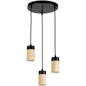 Pendelleuchte BRITOP LIGHTING ANNICK Lampen Gr. 3 flammig, Ø 7 cm Höhe: 116 cm, schwarz (schwarz, eichefarben) LED Hängeleuchten und Pendelleuchten