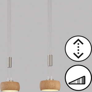 Pendelleuchte FISCHER & HONSEL Shine-Wood Lampen Gr. 2 flammig, grau (nickelfarben) LED Hängeleuchten und Pendelleuchten
