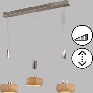 Pendelleuchte FISCHER & HONSEL Shine-Wood Lampen Gr. 3 flammig, grau (nickelfarben) LED Hängeleuchten und Pendelleuchten
