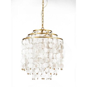 Pendelleuchte, Gold, Perlmutt, Metall, Naturmaterialien, rund,rund, 45x110x45 cm, Eec, ohne Chemie, Lampen & Leuchten, Innenbeleuchtung, Hängelampen, Pendelleuchten