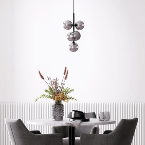 Pendelleuchte 5-flammig 28 x 167 x 28cm Grau/Metall Grau glänzend/Rauchglas Material: Glas, Metall LED G9