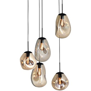 Pendelleuchte Lava Mix I Ø 50cm Gold/Schwarz/Gold Stahl, pulverbeschichtet Glas E27