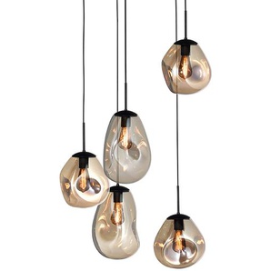 Pendelleuchte Lava Mix II Ø 50cm Gold/Schwarz/Gold Stahl, pulverbeschichtet Glas E27