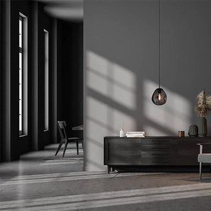 Pendelleuchte Lava Ø 24cm Schwarz/Schwarz/Grau Stahl, pulverbeschichtet / Glas - 1-flammig Stahl, pulverbeschichtet Glas E27