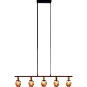 Pendelleuchte NÄVE Corbis Lampen Gr. 5 flammig, Höhe: 120,00 cm, schwarz (schwarz, natur, goldfarben) Pendelleuchten und Hängeleuchten