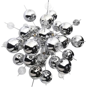 Pendelleuchte NÄVE Explosion Lampen Gr. 10 flammig, Ø 65,00 cm Höhe: 150,00 cm, grau (chrom) Pendelleuchten und Hängeleuchten Glaskugeln silber großklar klein, exkl. 10xG9, H: ca. 150cm, D: 65cm