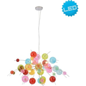Pendelleuchte NÄVE Explosion Lampen Gr. 10 flammig, Ø 98,00 cm Höhe: 150,00 cm, bunt Pendelleuchten und Hängeleuchten bunte Glaskugeln in 2 Größen, exkl. 10 x G9, H: ca. 150cm, D: 98cm