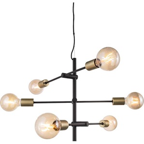Pendelleuchte NORDLUX Josefine Lampen Gr. 6 flammig, Ø 4,2 cm Höhe: 79 cm, schwarz (schwarz, messingfarben) Pendelleuchten und Hängeleuchten