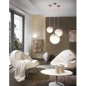 Pendelleuchte Rondo Opal Ø 20cm Weiß/Silber Hauptmaterial: Opalglas Sekundärmaterial: Stahl, geschliffen E27