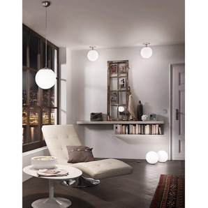 Pendelleuchte Rondo Opal Ø 25cm Weiß/Silber Hauptmaterial: Opalglas Sekundärmaterial: Stahl, geschliffen E27