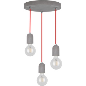 Pendelleuchte SPOT LIGHT AMORY Lampen Gr. Ø 32 cm Höhe: 100 cm, grau (grau, rot) Pendelleuchten und Hängeleuchten Hängeleuchte, Beton, Kabel in Rot, Ideal für Vintage-Leuchtmittel