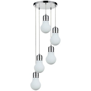 Pendelleuchte SPOT LIGHT Bulb Lampen Gr. Ø 15,00 cm Höhe: 110,00 cm, silberfarben Pendelleuchten und Hängeleuchten Deckenleuchte aus Metall für den Wohn- Essbereich