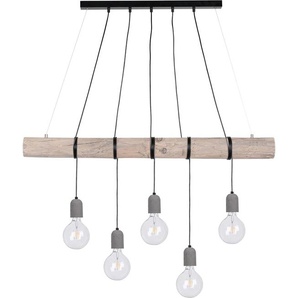 Pendelleuchte SPOT LIGHT TRABO CONCRETE Lampen Gr. 5 flammig, Höhe: 140 cm, grau (holzfarben, betongrau, schwarz) Pendelleuchten und Hängeleuchten