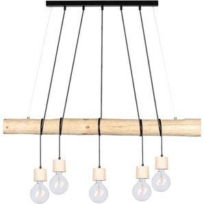 Pendelleuchte SPOT LIGHT TRABO PINO Lampen Gr. 5 flammig, Ø 8 cm Höhe: 140 cm, braun (holzfarben, schwarz) Pendelleuchten und Hängeleuchten