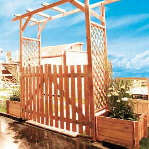 Pergola Bamberg mit Tür und Pflanzkästen cm Kiefernholz imprägniert Promadino