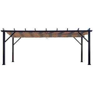 Pergola , Metall , Holzoptik , 623x239x360 cm , Sonnen- & Sichtschutz, Pavillons