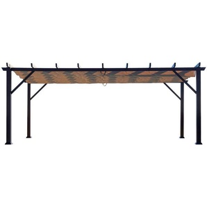 Pergola, Metall, Holzoptik, 623x239x360 cm, Sonnen- & Sichtschutz, Pavillons