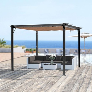 Pergola Pavillon mit einstellbarem Stoffdach 3 x 4 m Terrassen-Vordach Aluminium Sonnenschutz
