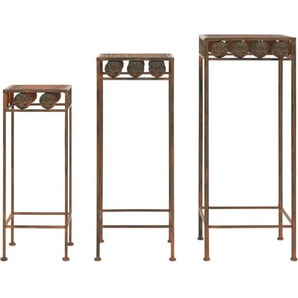 Pflanzenständer-Set 3-tlg. Vintage-Stil Metall Rostfarben Vidaxl