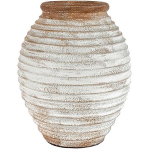 Pflanzentopf, Weiß, Terracotta, Keramik, bauchig, 35 cm, Dekoration, Übertöpfe