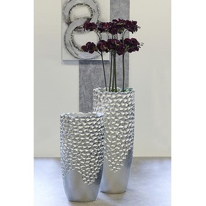 Pflanzgefäß Carve Ø 38cm Silber/Silber
