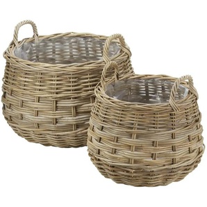 Pflanzkorb 2er Set - braun - Rattan,Kunststoff - 44 cm - 56.0 | Möbel Kraft