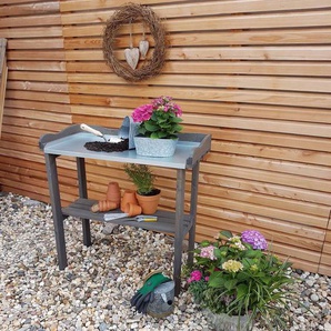 Pflanztisch mit verzinkter Arbeitsfläche, grau Promadino Tisch Pflanzen Holz