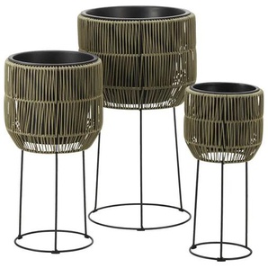 Pflanztopf auf Metallständer 3er Set - braun - Polyethylen,Metall - 37 cm - 36.0 | Möbel Kraft