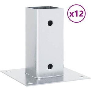 Pfostenträger Quadratisch 12 Stk. Silber 61x61mm Stahl Verzinkt vidaXL
