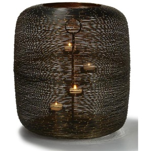 Philippi Botswana Windlicht XL - schwarz-gold - 4-flammig - 36 x 36 x 40 cm