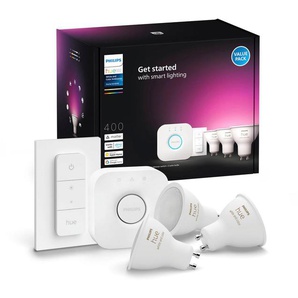 Philips Hue LED-Leuchtmittel White & Color Ambiance GU10 3er Starterset mit Dimmschalter, GU10, 3 St.