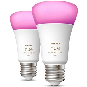 Philips Hue LED-Leuchtmittel White & Col. Amb. E27 Doppelpack 2x570lm 60W!, E27, 2 St., Farbwechsler, Warmweiß