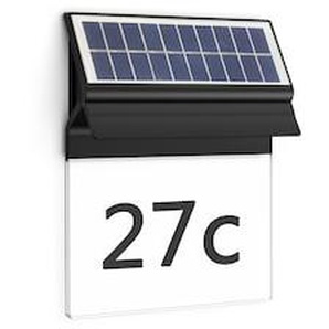 Philips Outdoor Solar Enkara Wandnummerleuchte 0.2W, Tageslichtsensor, schwarz 8720169265462