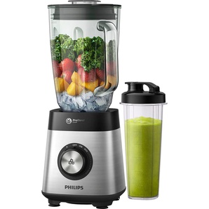 PHILIPS Standmixer HR3573/90 Zerkleinerer 27.000 UMin. und 1,5l Volumen, inkl. Glasbehälter mit Trinkaufsatz grau (metallic) Standmixer