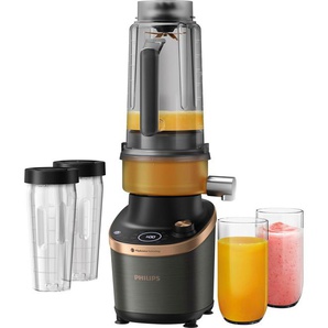 PHILIPS Standmixer HR3770/10 Zerkleinerer mit Entsafterfunktion und 2 Trinkbehältern schwarz (schwarz, kupfer) Standmixer
