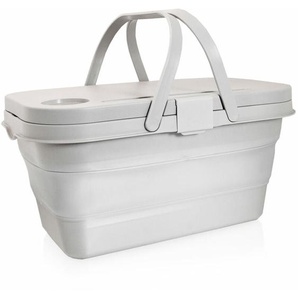 Picknickkorb faltbar mit Deckel Picknicktisch picnic basket Einkaufskorb Camping Korb (Beige)