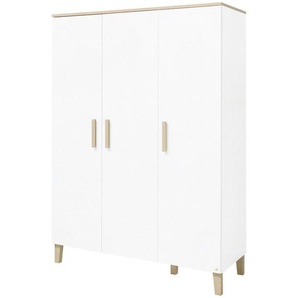 Pinolino Babykleiderschrank Pinolino Lumi, Weiß, Eiche, Holz, Holzwerkstoff, Eiche, massiv, 6 Fächer, 135x189x56 cm, Babymöbel, Babykleiderschrank