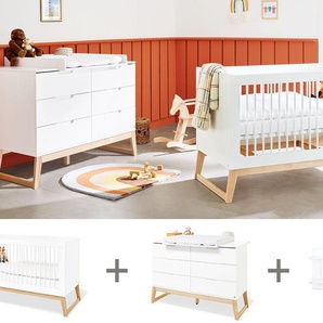 Pinolino® Babymöbel-Set Bridge, (Spar-Set, 3-St., Kinderbett, Wickelkommode, Wandregal), extrabreit mit Kinderbett, Wickelkommode und Wandregal, Made in Europe