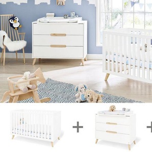 Pinolino® Babymöbel-Set Move, (Spar-Set, 3-St., Kinderbett, Wickelkommode, Wandregal), breit, mit Kinderbett, Wickelkommode & Wandregal