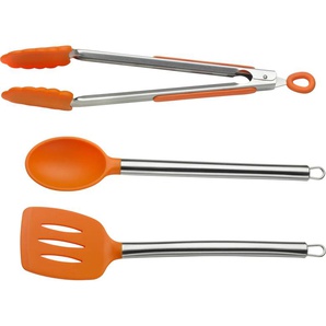 Kochbesteck-Set PINTINOX Pinti Silicone Orange Kochbesteck-Sets orange (edelstahlfarben, orange) Kochbesteck (Servierlöffel, Bratenwender, Zange), EdelstahlSilikon