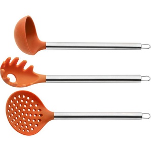 Kochbesteck-Set PINTINOX Silicone Orange Kochbesteck-Sets orange (edelstahlfarben, orange) Kochbesteck (Schöpfkelle, Spaghettilöffel, Schaumkelle), EdelstahlSilikon