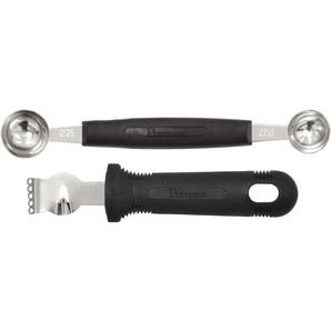Kugelausstecher PINTINOX Professional Kochlöffel Gr. Ø 2,5 cm -, schwarz (edelstahlfarben, schwarz) Back- Kochhelfer Obstdekorierset (Melonenausstecher Zestenreisser), Edelstahl