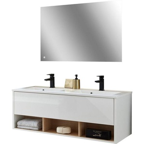 Places of Style Badmöbel-Set Studio Line, Bad im modernen Design, 2-teiliges Badezimmer, (2-St), Waschtisch und Spiegel, in zwei Farben verfügbar, viel Stauraum