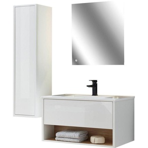 Places of Style Badmöbel-Set Studio Line, Bad im modernen Design, 3-teiliges Badezimmer, (3-St), Schrank, Waschtisch und Spiegel, in zwei Farben verfügbar, Stauraum